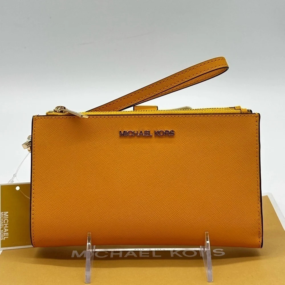 Michael Kors Large Double Zip Wallet Wristlet Jasmine Yellow